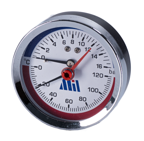 Термоманометр вертикальный  80 мм 1/2"- 16 бар (0-120C) Millennium