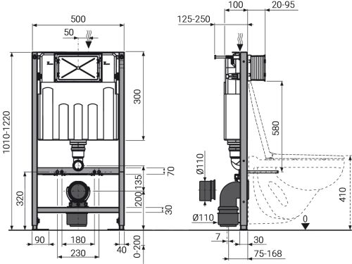 Инсталляция Millennium с круглой кнопкой (1010 мм-1220 мм )