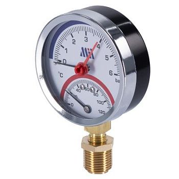 Термоманометр вертикальный  80 мм 1/2"- 6 бар (0-120C) Millennium