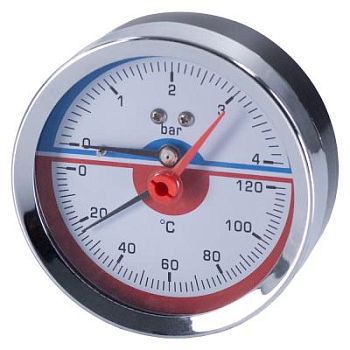 Термоманометр горизонтальный  80 мм 1/2"- 10 бар (0-120C) Millennium