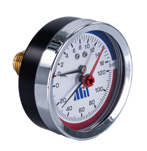 Термоманометр горизонтальный  80 мм 1/2"- 16 бар (0-120C) Millennium