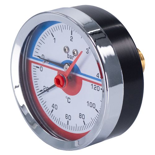 Термоманометр горизонтальный  80 мм 1/2"- 10 бар (0-120C) Millennium