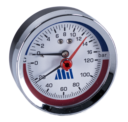 Термоманометр горизонтальный  80 мм 1/2"- 16 бар (0-120C) Millennium