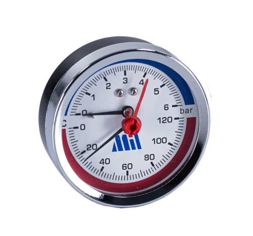 Термоманометр горизонтальный  80 мм 1/2"- 6 бар (0-120C) Millennium